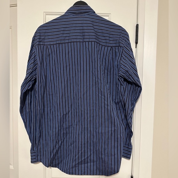 Harry Rosen Men’s Blue Pinstripe 100% Cotton Button Down Shirt Size Large - Picture 8 of 10